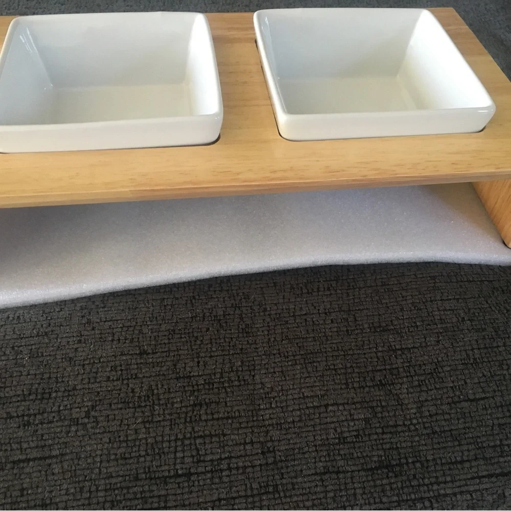 Wood Ceramic Double Diner Bowl.